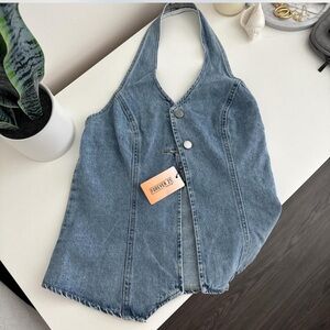 Forever 21 Blue Denim Halter Top